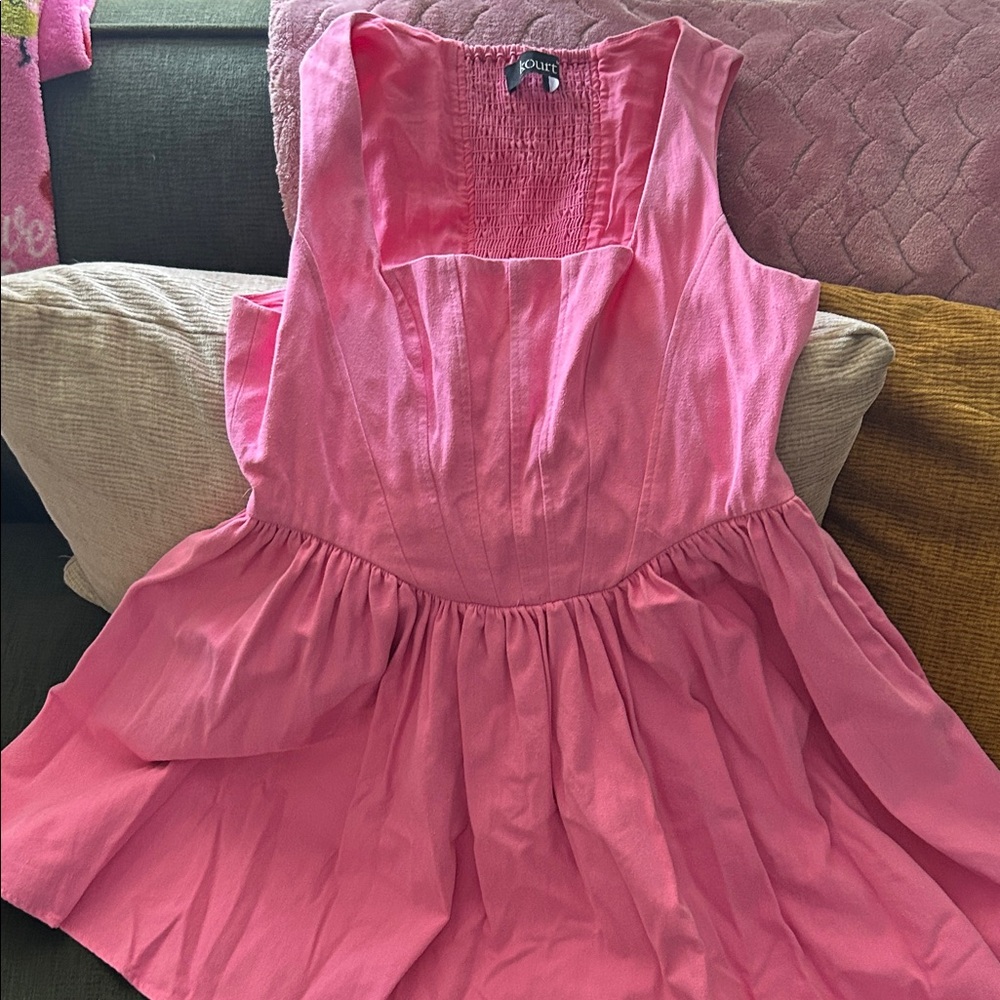 Girls Sleeveless Pink Fit-and-Flare Day Dress